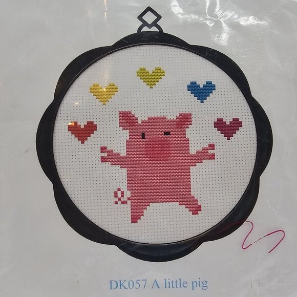 Maydear A little Pig Cross Stitch Kit Pre-Printed Fabric - Picture 3 of 4